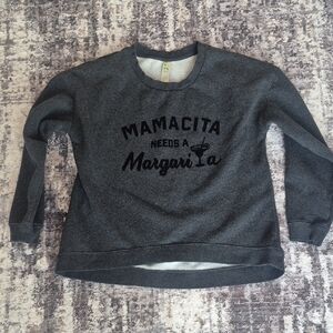 GreenTea Gray Sweater with Black Print